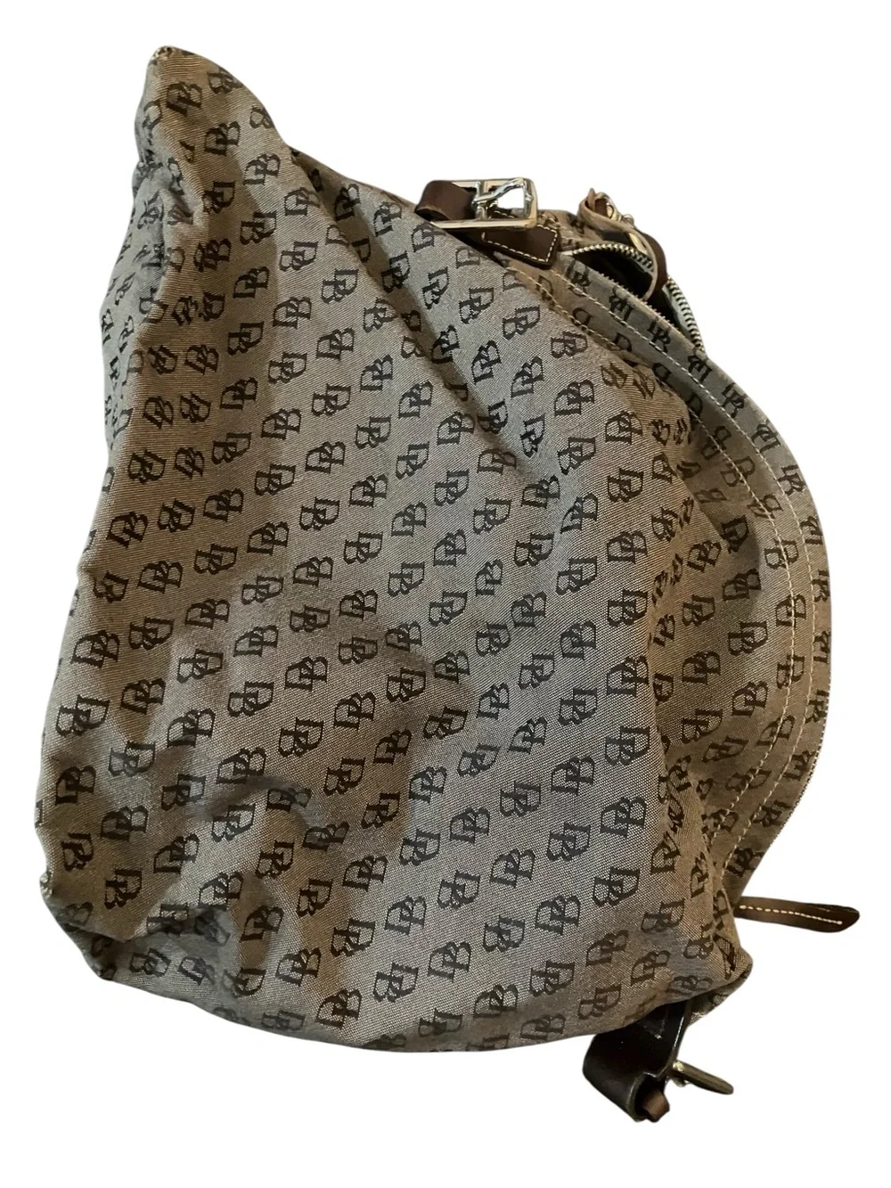 Men's Brown Canvas and Leather Organizer Bag - Beige Interior